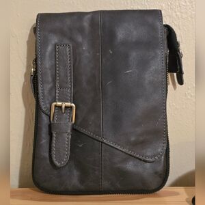 Mens Leather Dark Grey Shoulder Bag Belt Bag NWOT